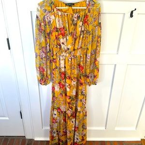INC Mustard Yellow Floral Maxi Dress